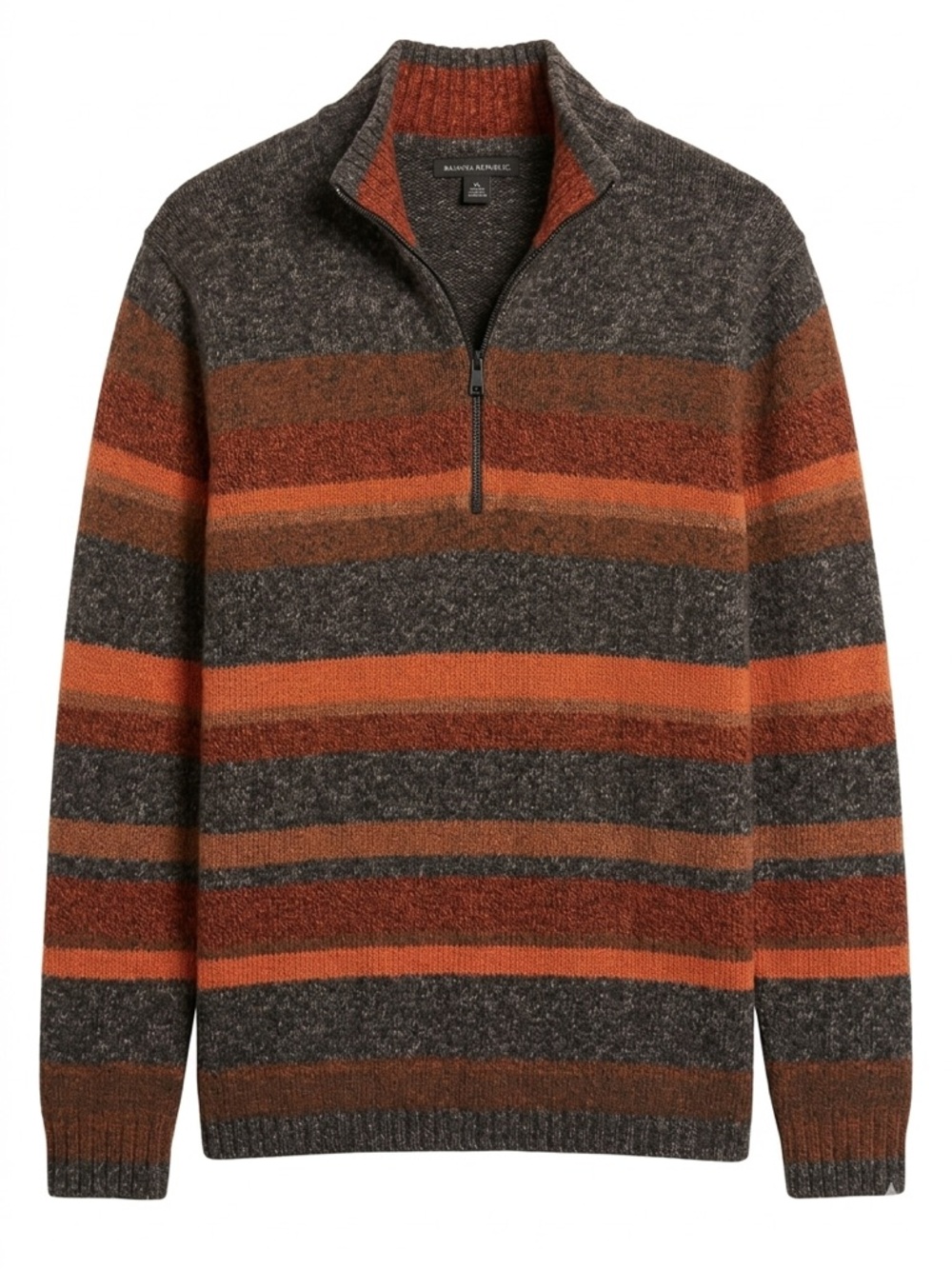 Banana Republic Men's Striped Half-Zip Sweater in Brown and Orange100%wool